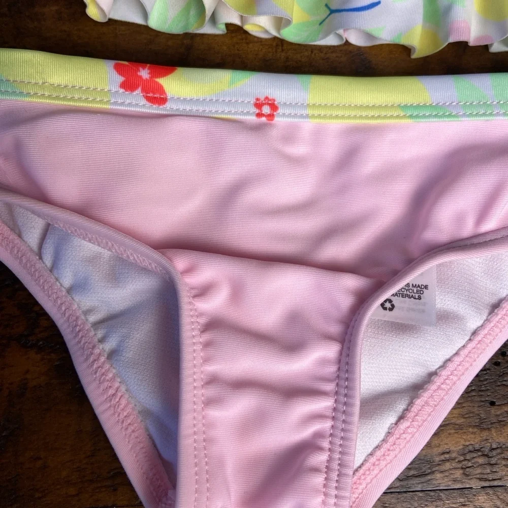 Wonder Nation Pink & Floral‎ Baby Swimsuit Set 3-6 M